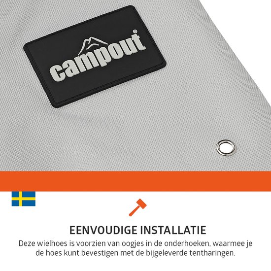 Campout Wielhoes XL - 13-14", 65 cm - Wielkast - Bandenhoes - Banden cover - Boogscherm - Wielbeschermer - Polyesterweefsel - Inclusief metalen haringen - Grijs van Campout — afbeelding 2