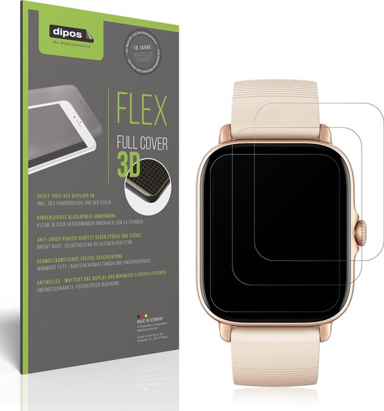 dipos FLEX 2x Screen Protector matte geschikt voor Amazfit GTS 3 Beschermfolie 100% Schermdekking Case-Friendly