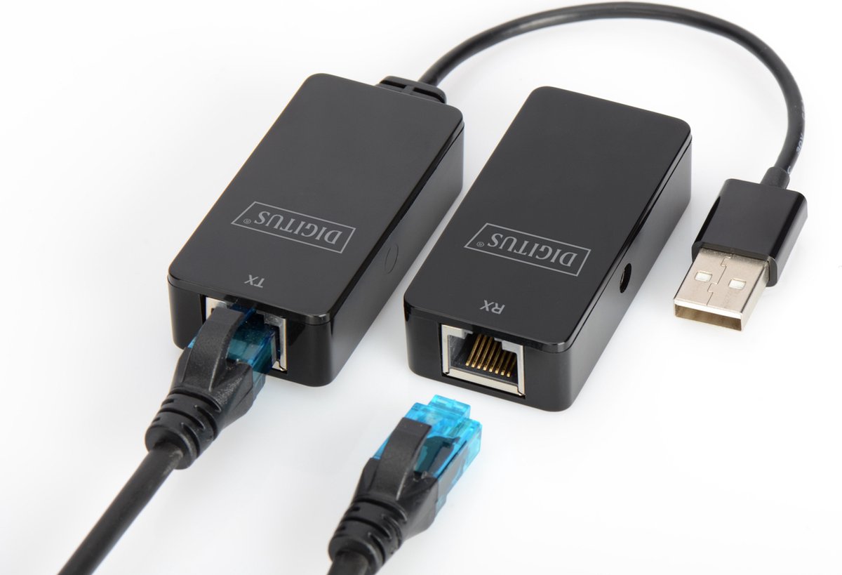 Image of Digitus USB 2.0, Computer, Muis, Netwerk, Laptop, Toetsenbord/muis Adapter [1x USB 2.0 bus A, USB-A 2.0 stekker - 2x RJ