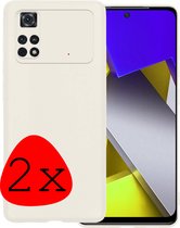 Hoes Geschikt voor Xiaomi Poco X4 Pro 5G Hoesje Siliconen Back Cover Case - Hoesje Geschikt voor Xiaomi Poco X4 Pro 5G Hoes Cover Hoesje - Wit - 2 Stuks