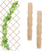 Relaxdays uitschuifbaar plantenklimrek set van 3 - houten klimplantenrek 90x180 cm - tuin