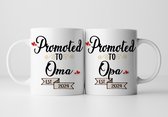 Set Promoted to Oma & Opa mokken - Beker - Kraamcadeau - Cadeau voor Oma & Opa - Gratis Inpak Service