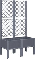 vidaXL - Plantenbak - met - latwerk - 80x40x142 - cm - polypropeen - grijs