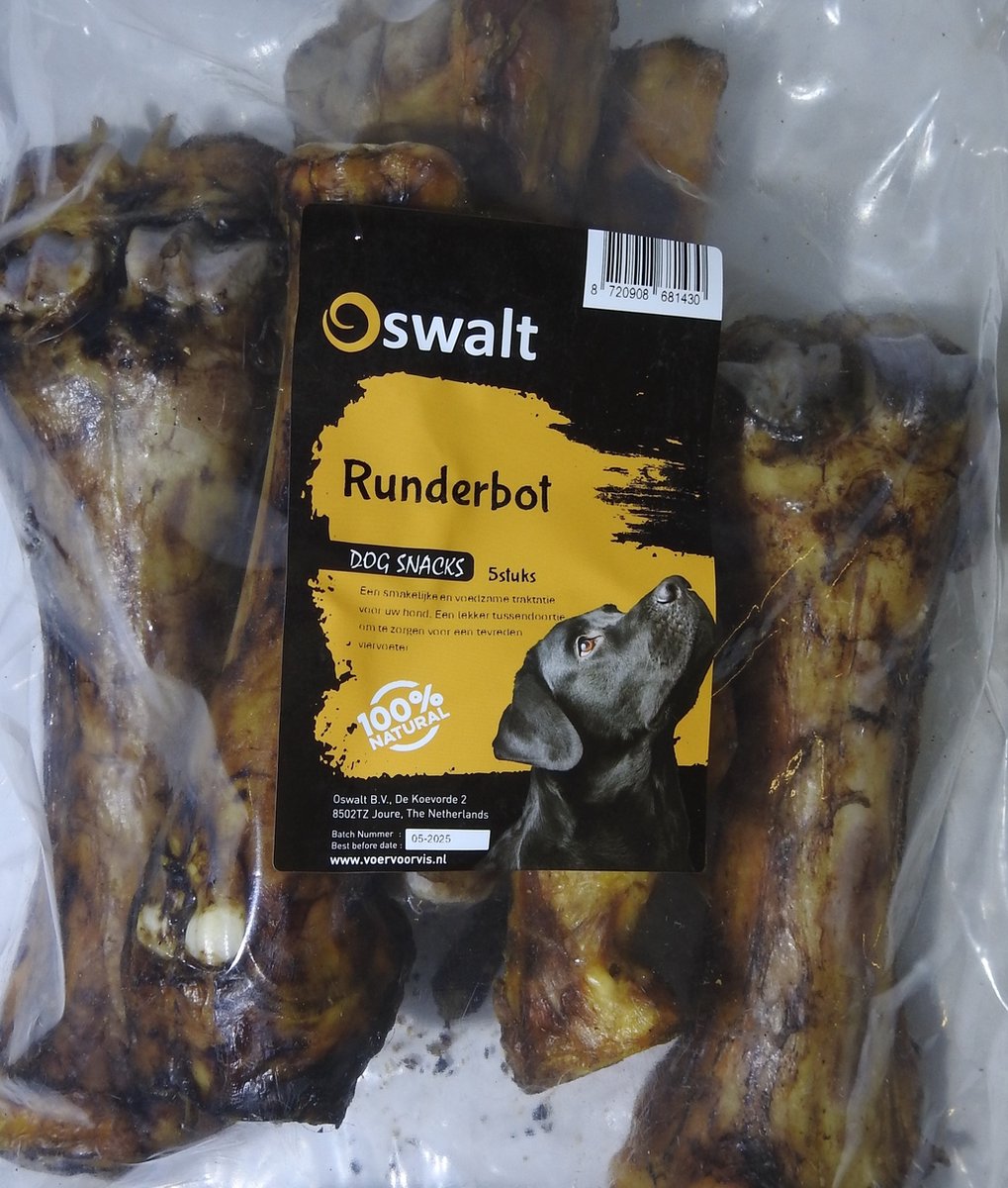 Oswalt Runderbot - Kalfsbot - 5 stuks - Hondensnack - 20 tot 25 cm