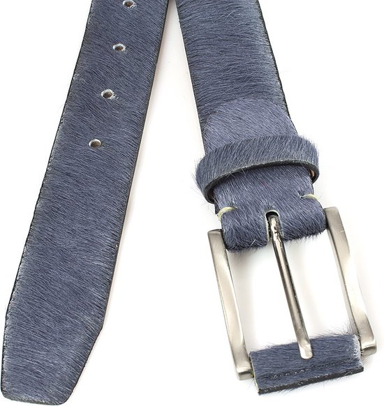JV Belts Grijsblauwe hair-on riem unisex - heren en dames riem - cm breed - - Echt - Taille: 90cm - Totale lengte riem: 105cm