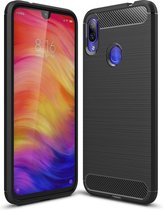 Armor Brushed TPU Back Cover - Xiaomi Redmi Note 7 Hoesje - Zwart