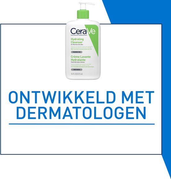 CeraVe Hydraterende Reinigingscrème - voor normale tot droge huid - met 3 Essentiële Ceramiden - 473ml