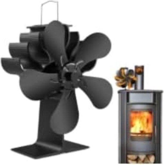 Kachelventilator, 5 vleugels, stille werking, magnetische kachelventilator, hitteaangedreven, open haard, ventilator zonder stroom, voor houtbranders/open haard