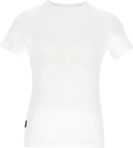 Basset Dames/Heren Bamboe T-Shirt Ronde Hals Wit - Maat XL