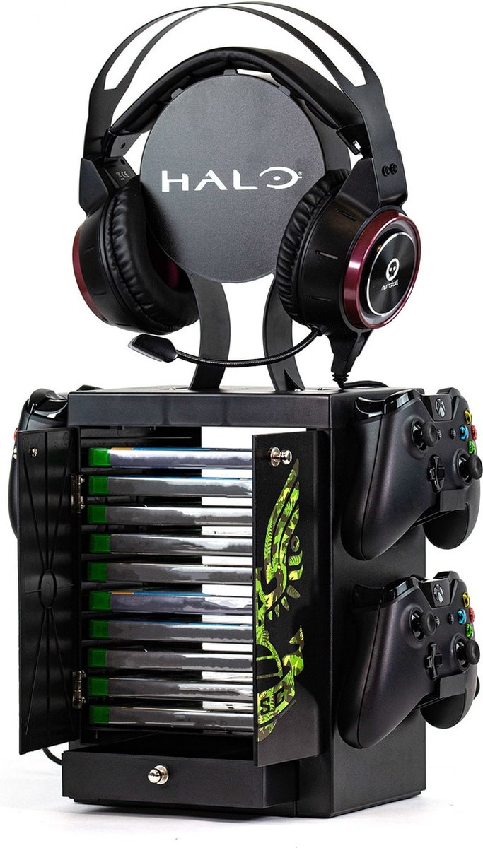 Numskull - Halo - UNSC Logo Officieel Luxe Opbergtoren voor 4 Controllers - 10 Games - Koptelefoon