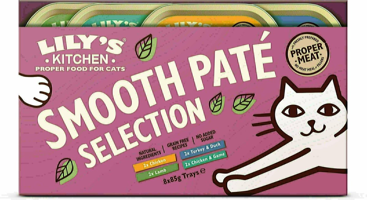 8x 85g Lily's Kitchen Smooth Pate Selection voorkatten mixpakket (4 soorten) katten natvoer