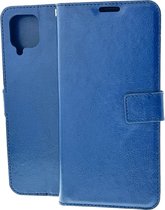 Bookcase Geschikt voor: Samsung Galaxy A12 Donkerblauw - portemonnee hoesje - ZT Accessoires