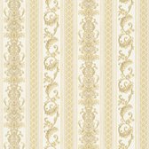 Papier peint baroque Profhome 335473-GU papier peint intissé style baroque légèrement texturé or mat blanc crème 5,33 m2
