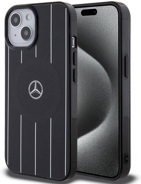 iPhone 15 Backcase hoesje - Mercedes-Benz - Effen Zwart - Kunststof
