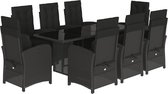 vidaXL-Ensemble de jardin 9 pièces-poly-rotin-noir