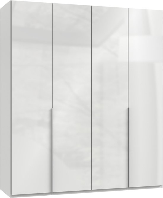 Woonexpress Kledingkast Tudela - Spaanplaat/Glas - Wit - 180x210x58 cm (BxHxD) - Draaideuren