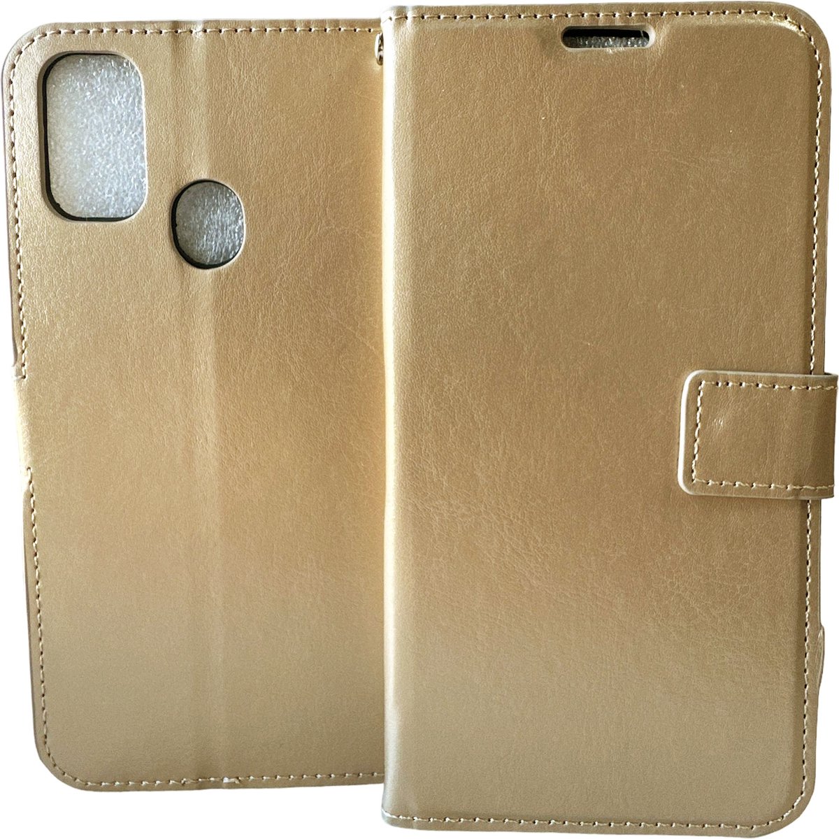 Bookcase Geschikt voor: Samsung Galaxy A21S - Goud - portemnonee hoesje