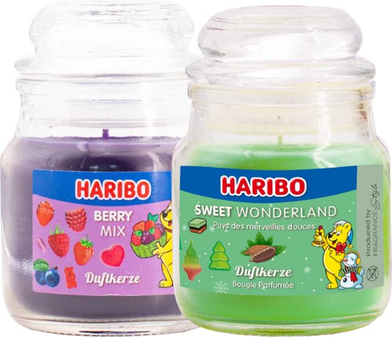 Haribo kaarsen 85gr set 2 - 1x klein Berry 1x klein Sweet Wonderland