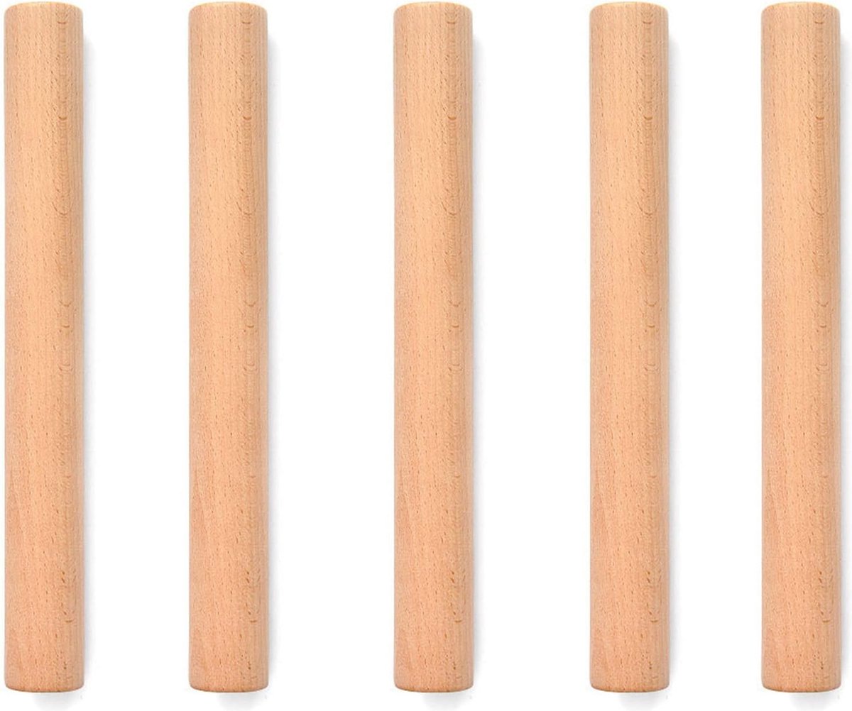 5 stuks houten deegroller beukenhout voor pizza pasta brood (bruin)