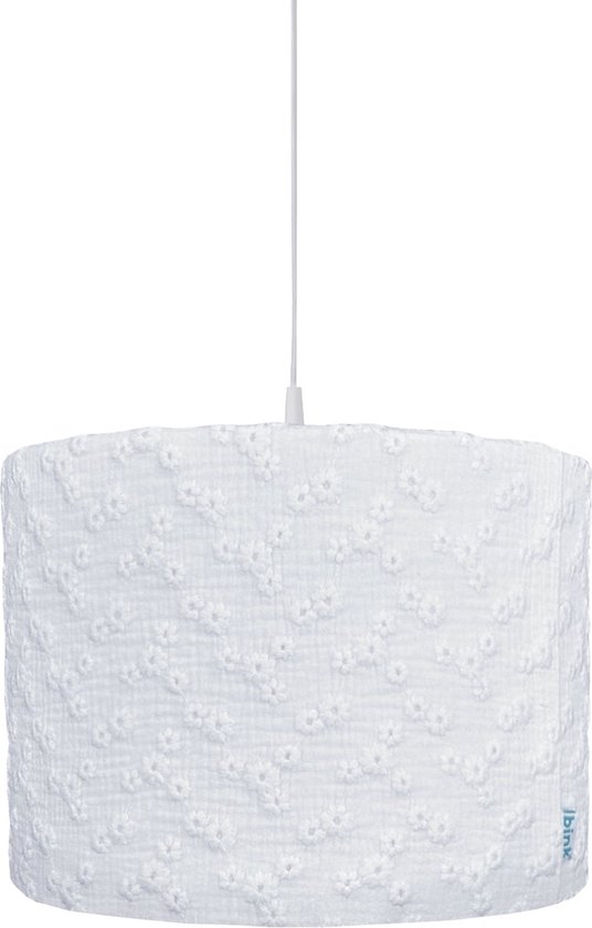 BINK Bedding Abat-jour d'ambiance avec une belle mousseline hydrophile avec des fleurs brodées en blanc, y compris un pendentif.