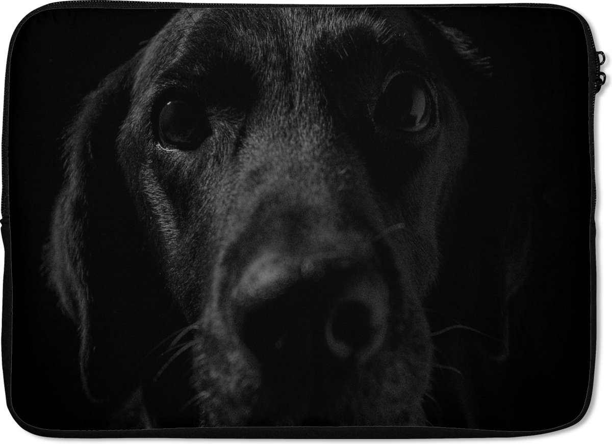 Laptophoes 13 inch - Hond - Huisdier - Zwart - Laptop sleeve - Binnenmaat 32x22,5 cm - Zwarte achterkant
