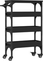 Bol.com vidaXL - Keukentrolley - 53x20x76 - cm - bewerkt - hout - zwart aanbieding