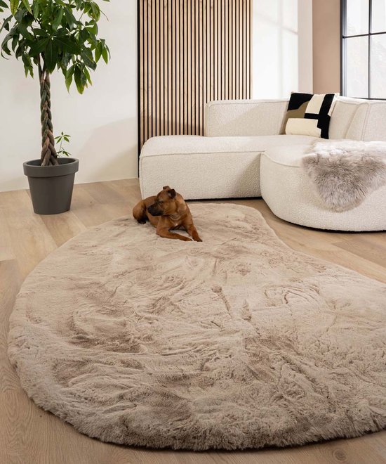 Fluffy vloerkleed organisch - Comfy Plus taupe 150x230 cm