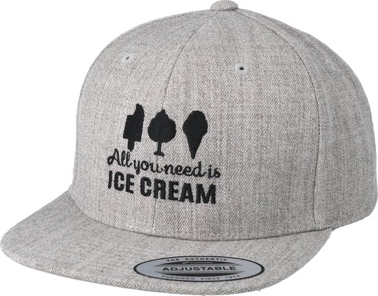 Hatstore- Kids All You Need Is Ice Cream Heather Grey Snapback - Kiddo Cap Cap