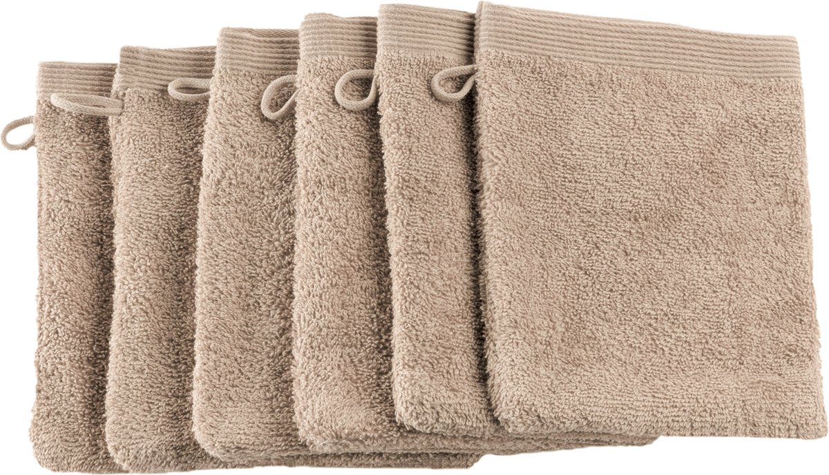 Casilin - Como - Washandjes 6 stuks Hotelkwaliteit - 100% katoen - Zacht en Absorberend - Beige