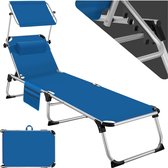 tectake® - ligstoel ligbed zonnebed - aluminium - blauw - met kussen en zijvak