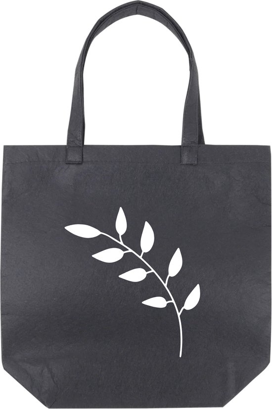Vilten tote bag met takje - zwarte vilten tas - origineel cadeau voor vriendin - duurzame tas