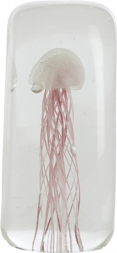 Light & Living Deco Beeld Jellyfish - Glas - Transparant/Roze - 6x13x6 cm (BxHxD) - Presse Papier - Woonexpress