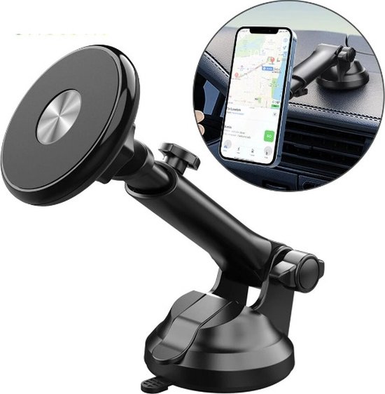 Foto: Telefoonhouders auto met magneet voor voorruit en dashboard veilig en handsfree compatibel met magsafe geschikt voor iphone 15 plus pro max 14 13 12 andere smartphones houder 360 graden draaibaar incl metalen ring