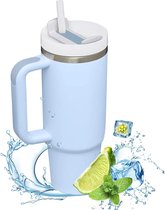 Homesell Tumbler - 40oz - 1200ML - Thermosbeker met Handvat en Rietje - Drinkfles - RVS beker - Waterfles - Travel cup - Drinkbeker to go - dubbelwandige vacuüm geïsoleerde koffiebeker - blauw