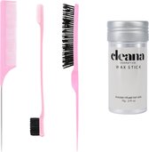 Cleana Essentials Pink Set - Wax Stick inclusief Roze Kammen en Borstels - Haar Wax Stick - Haar Gel Stick