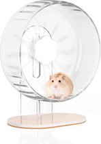 Stille Hamsterwiel 26 cm - Met Verstelbare Basis En Dubbele Kogellager - Stil Trainingswiel Voor Dwerg- En Syrische Hamsters, Gerbils En Kleine Dieren - Transparant