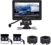 BrandWay Bedrade Achteruitrijcamera set met 2 Camera's en 7 inch scherm - Auto / Camper / Caravan / Vrachtwagen / Landbouw