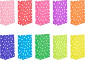60 Stuks Kleurrijke Cadeauzakjes met 120 Stickers voor Verjaardagen, Bruiloften & Feesten - Papieren Zakjes in 10 Levendige Kleuren, Ideaal voor Kinderfeestjes & Geschenkverpakkingen