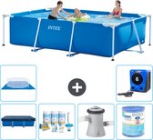 Intex Rechthoekig Frame Zwembad - 300 x 200 x 75 cm - Blauw - Inclusief Afdekzeil - Onderhoudspakket - Zwembadfilterpomp - Filter - Grondzeil - Warmtepomp