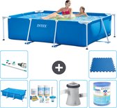 Intex Rechthoekig Frame Zwembad - 220 x 150 x 60 cm - Blauw - Inclusief Solarzeil - Onderhoudspakket - Zwembadfilterpomp - Filter - Stofzuiger - Vloertegels