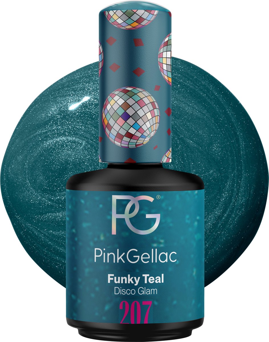 Pink Gellac 207 Funky Teal Gel Lak 15ml - Glanzende Gellak Nagellak - Gelnagels Producten - Gel Nails - 15ml