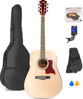 Akoestische gitaar voor beginners - MAX SoloJam Western gitaar - incl. gitaar stemapparaat, gitaartas en 2x plectrum - Naturel (hout)