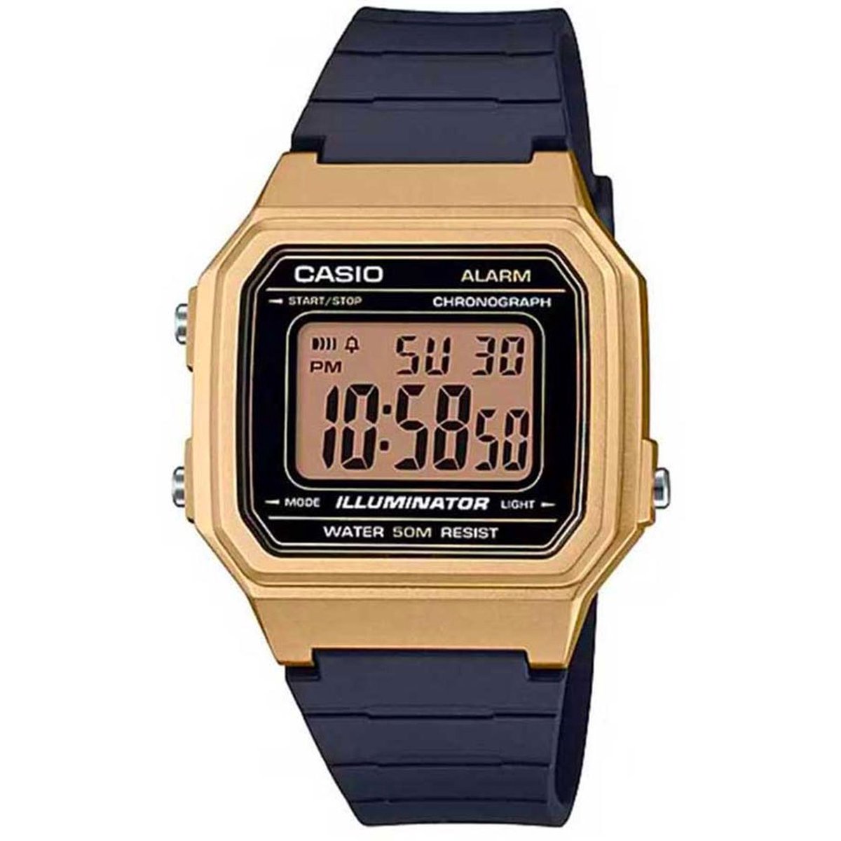 Casio W-217HM - Digitaal Horloge - Retro Design - Waterdicht 50 m - Goudkleurig