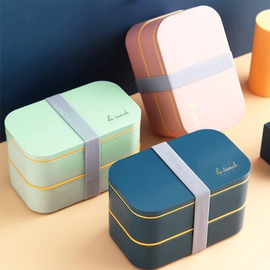 Boîte Bento Adulte 1600ml 2 Compartiments - Repas Équilibré Micro-ondes