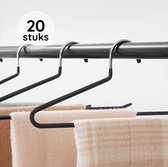 Eleganca luxe pantalonhangers 20 stuks - Broekhangers - Luxe kledinghanger - Klerenhanger - Ruimtebesparend - Zwart - Stevig kunststof - 35.5x13.2cm