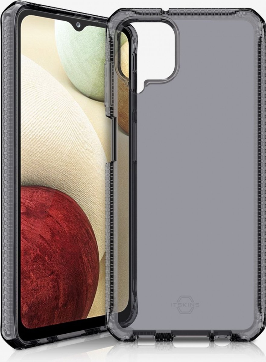 ITSkins Hoesje geschikt voor Samsung Galaxy M12 Telefoonhoesje Flexibel TPU | ITSkins SpectrumClear Backcover Shockproof | Schokbestendig Galaxy M12 Telefoonhoesje | Anti Shock Proof - Smoke | Zwart