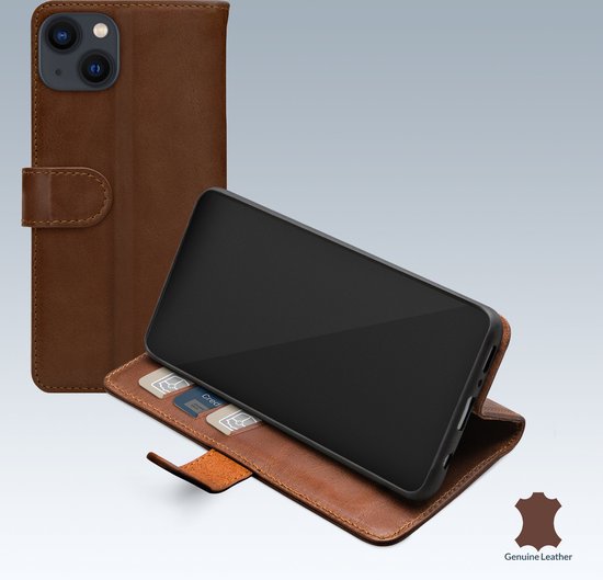 Mobilize Telefoonhoesje geschikt voor Apple iPhone 13 Mini Hoesje Echt Leer | Mobilize Wallet Bookcase Portemonnee | Pasjeshouder voor 3 Pasjes | Telefoonhoesje voor Pinpas / OV Kaart / Rijbewijs - Bruin