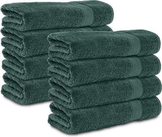 Komfortec handdoeken – Set van 8 - Badhanddoek 50x100 cm - 100% Katoen - Donkergroen
