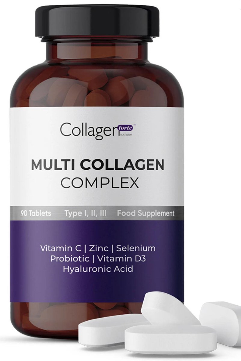 Goedkoopste Collageen Forte Platinum Multi-Collageen Complex, Food Supplement, Probiotisch en multivitamine 1500 mg x 90 tabletten