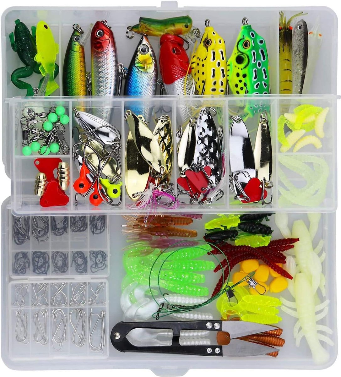 235 Stuks Universele Vissen Lokken Kit - Inclusief Crankbait, Spinnerbait, Zachte Wormen & Jigs - Compleet met Tackle Box